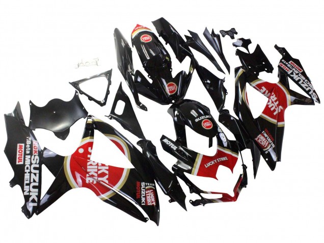 Carénages Moto Suzuki GSXR 600 / GSXR 750 2008-2010 - Noir Brillant Rouge Blanc Motul Lucky Strike