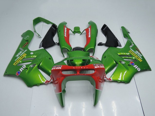 Carénages Moto Kawasaki ZX9R 1994-1997 - Vert Rouge Elf Dunlop
