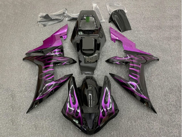 Carénages Moto Yamaha YZF 1000 R1 2002-2003 - Noir Brillant Violet Flamme