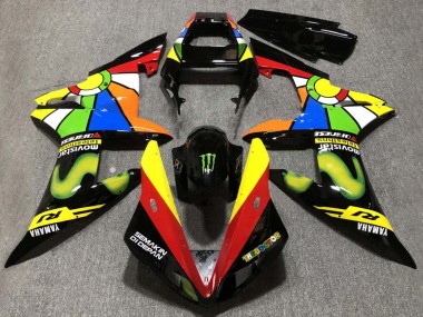 Achetez Carénages Moto Yamaha YZF 1000 R1 2002-2003 - Noir Brillant Rouge Jaune Vert Movistar Semakin Didepan