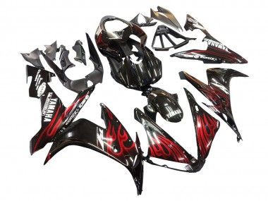 Achetez Carénages Moto Yamaha YZF 1000 R1 2004-2006 - Noir Brillant Rouge Flamme