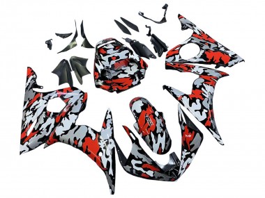 Achetez Carénages Moto Yamaha YZF R6 2003-2004 - Noir Rouge Gris Camouflage