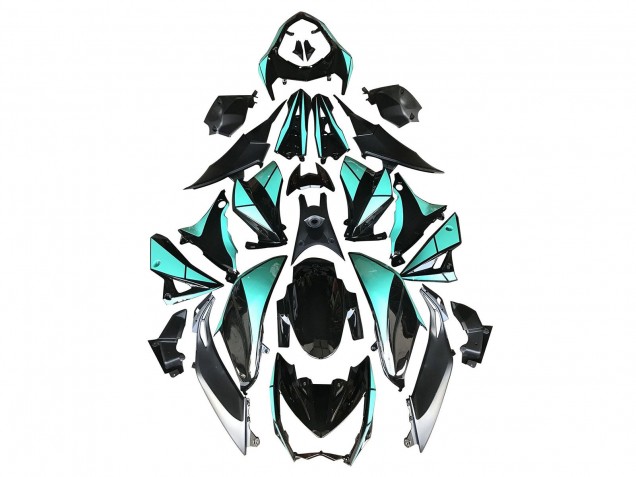 Carénages Moto Kawasaki Z1000 2014-2019 - Bleu Clair Noir Brillant Argent