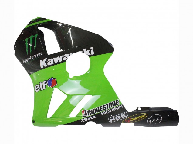 Carénage Moto Kawasaki ZX12R 2002-2006 - Vert Noir Brillant Elf Touch4 Monstre