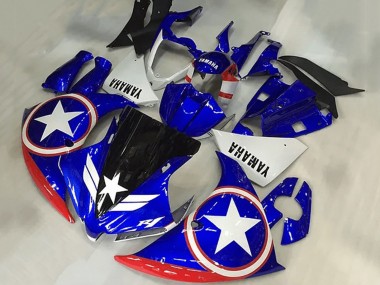 Achetez Carénages Moto Yamaha YZF R1 2009-2011 - Bleu Blanc Rouge Noir Étoile Captain America