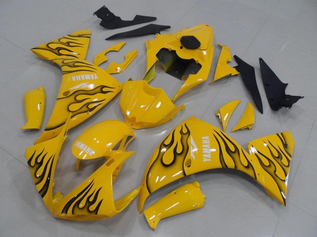 Carénages Moto Yamaha YZF R1 2009-2011 - Jaune Noir Flamme