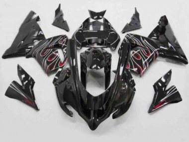 Achetez Carénages Moto Kawasaki ZX10R 2004-2005 - Noir Rouge Blanc Flamme