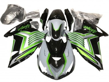 Achetez Carénages Moto Kawasaki ZX14R ZZR1400 2012-2024 - Blanc Vert Noir Brillant