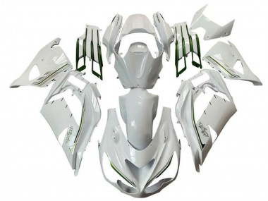 Achetez Carénages Moto Kawasaki ZX14R ZZR1400 2012-2024 - Blanc Vert Argent Bande