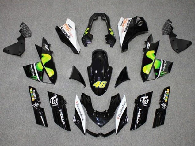 Carénages Moto Kawasaki Z1000 2010-2013 - Noir Brillant Blanc Vert MoviStar Monstre