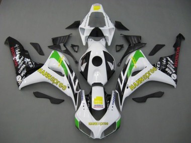Achetez Carénages Moto Honda CBR1000RR 2006-2007 - Blanc Vert Jaune Noir Brillant Hannspree