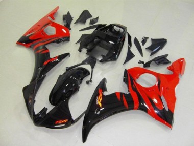 Achetez Carénages Moto Yamaha YZF R6 2003-2004 - Noir Brillant Rouge Flamme