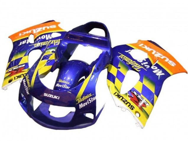 Carénages Moto Suzuki GSXR 600 / GSXR 750 1996-2000 - Bleu Orange Jaune Telefonica MoviStar