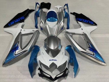 Achetez Carénages Moto Suzuki GSXR 600 / GSXR 750 2008-2010 - Blanc Argent Bleu Clair Noir