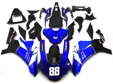 Achetez Carénages Moto Yamaha YZF 1000 R1 2015-2019 - Bleu Blanc Noir Brillant Akropovic