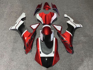 Achetez Carénages Moto Yamaha YZF 1000 R1 2015-2019 - Blanc Rouge Fausse Fibre de Carbone