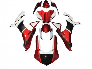 Achetez Carénages Moto Yamaha YZF 1000 R1 2020-2025 - Blanc Rouge Fausse Fibre de Carbone