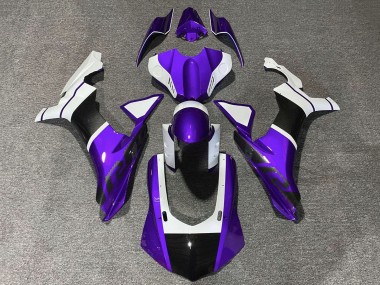 Achetez Carénages Moto Yamaha YZF 1000 R1 2020-2025 - Violet Blanc Fausse Fibre de Carbone