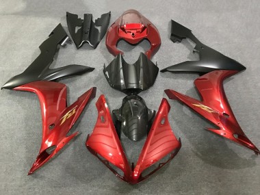 Achetez Carénages Moto Yamaha YZF 1000 R1 2004-2006 - Rouge Fausse Fibre de Carbone Noir Mat