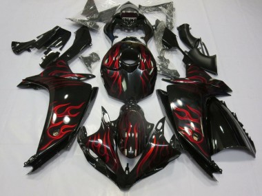 Achetez Carénages Moto Yamaha YZF 1000 R1 2007-2008 - Noir Brillant Rouge Flamme