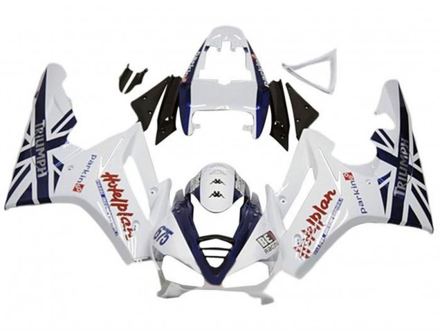 Carénages Moto Triumph Daytona 675 Triple 2009-2012 - Blanc Bleu Foncé