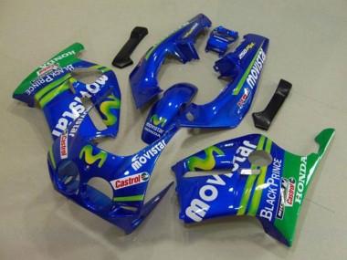 Achetez Carénages Moto Honda CBR250RR MC19 1988-1989 - Bleu Vert Blanc MoviStar Rouge Castrol