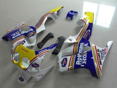 Achetez Carénages Moto Honda CBR250RR MC19 1988-1989 - Blanc Jaune Bleu Rothmans
