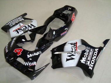 Achetez Carénages Moto Honda CBR250RR MC19 1988-1989 - Noir Brillant Blanc West Mobil HRC 4