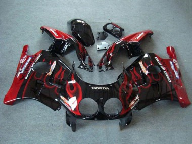 Achetez Carénages Moto Honda CBR250RR MC22 1990-1998 - Noir Brillant Rouge Flamme