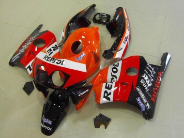 Achetez Carénages Moto Honda CBR250RR MC22 1990-1998 - Orange Blanc Rouge Noir Brillant HRC Repsol