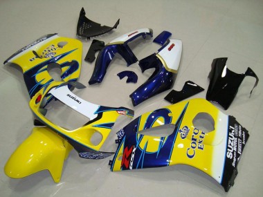 Achetez Carénages Moto Suzuki GSXR 600 1996-2000 - Blanc Jaune Bleu Corona