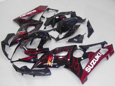 Achetez Carénages Moto Suzuki GSXR 1000 2005-2006 - Noir Brillant Rouge Flamme