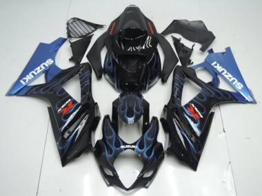 Achetez Kits Carénage Moto Suzuki GSXR 1000 2007-2008 - Noir Brillant Bleu Flamme