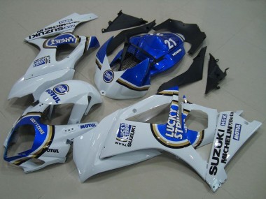 Achetez Carénages Moto Suzuki GSXR 1000 2007-2008 - Blanc Bleu Lucky Strike