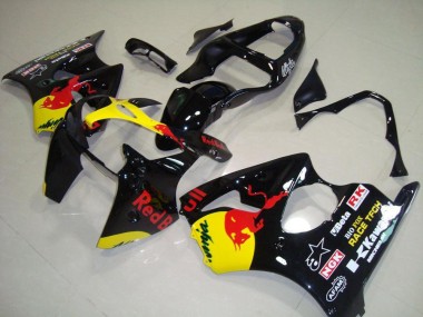 Achetez Carénages Moto Kawasaki ZX6R 2000-2002 - Noir Brillant Jaune Red Bull