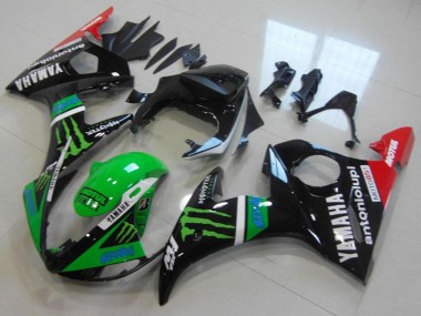 Achetez Carénages Moto Yamaha YZF R6 2003-2004 - Noir Brillant Rouge Vert Monstre Motul