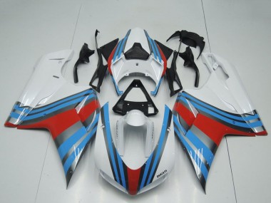 Achetez Carénages Moto Ducati 848 1098 1198 2007-2014 - Blanc Bleu Rouge