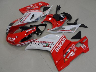 Achetez Carénages Moto Ducati 848 1098 1198 2007-2014 - Blanc Rouge Noir Brillant Banner 69
