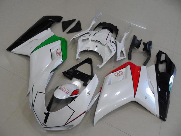 Carénages Moto Ducati 848 1098 1198 2007-2014 - Blanc Brillant Rouge Vert Noir Brillant