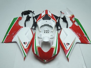 Achetez Carénages Moto Ducati 1098 2007-2014 - Blanc Rouge Vert Bande