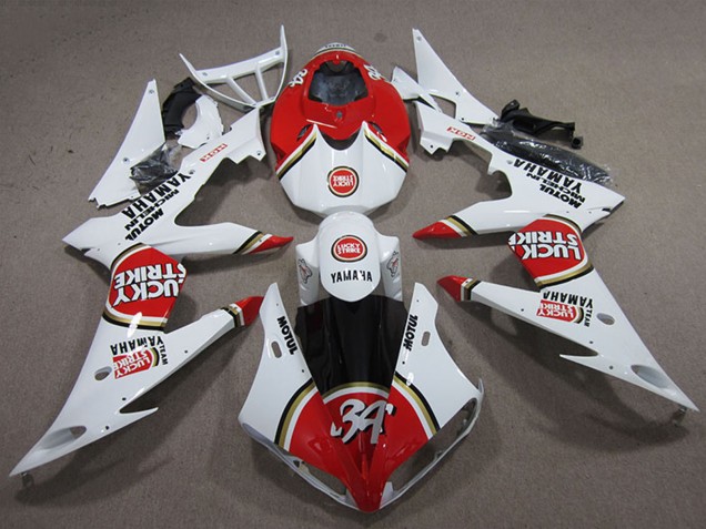Carénages Moto Yamaha YZF R6 2008-2016 - Blanc Rouge Lucky Strike