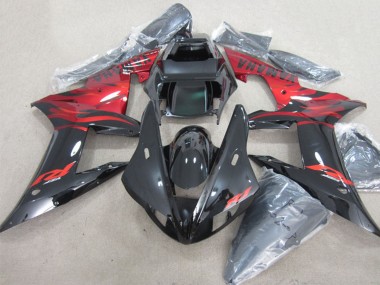 Achetez Carénages Moto Yamaha YZF R1 2002-2003 - Noir Brillant Rouge Flamme