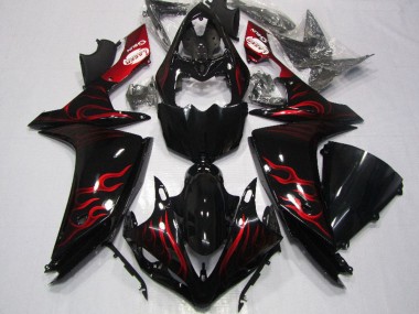 Achetez Carénage Moto Yamaha YZF R1 2007-2008 - Noir Brillant Rouge Flamme