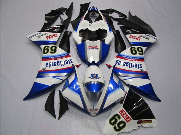 Carénages Moto Yamaha YZF R1 2009-2011 - Blanc Bleu Noir Sterilgarda SCALZ 69