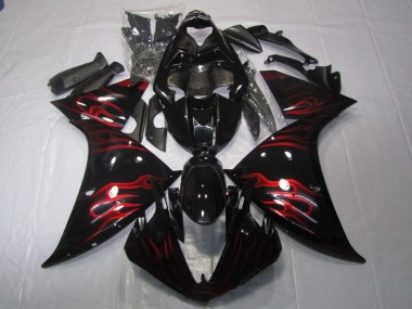 Achetez Carénage Moto Yamaha YZF R1 2009-2011 - Noir Brillant Rouge Flamme