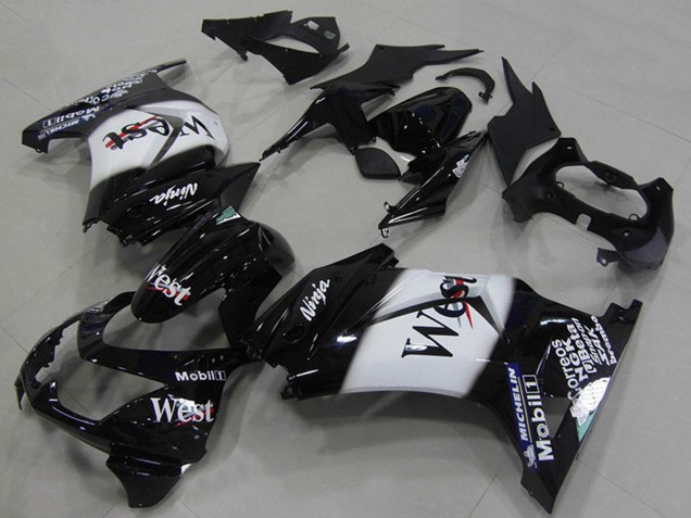 Carénages Moto Kawasaki ZX250R 2008-2012 - Noir Brillant Blanc West