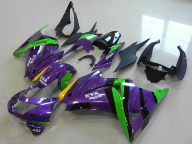 Achetez Carénages Moto Kawasaki ZX250R 2008-2012 - Violet Vert Jaune Noir EVA Courses