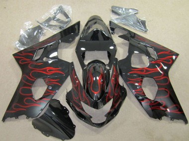 Achetez Carénages Moto Suzuki GSXR 600 2004-2005 - Noir Brillant Rouge Flamme