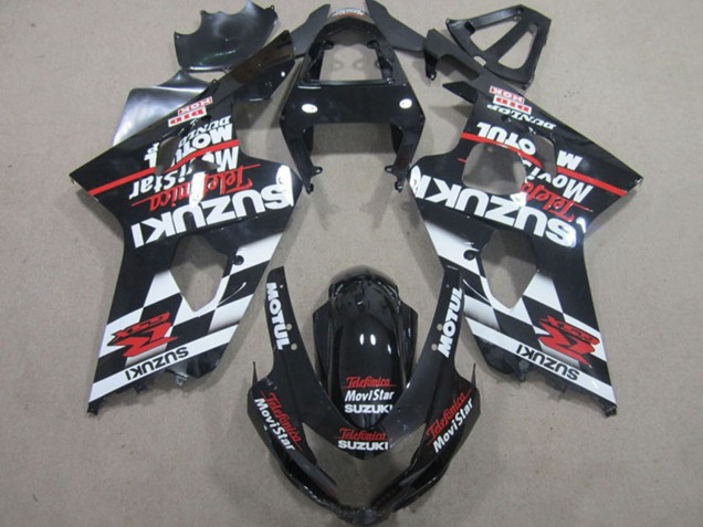 Carénages Moto Suzuki GSXR 600 2004-2005 - Noir Brillant Rouge Blanc Telefumica MoviStar