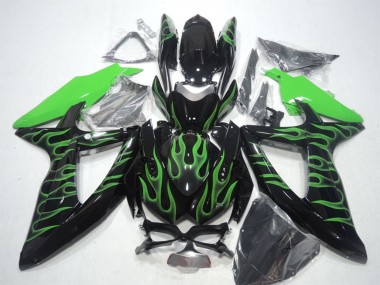 Achetez Carénages Moto Suzuki GSXR 600 2008-2010 - Noir Brillant Vert Flamme